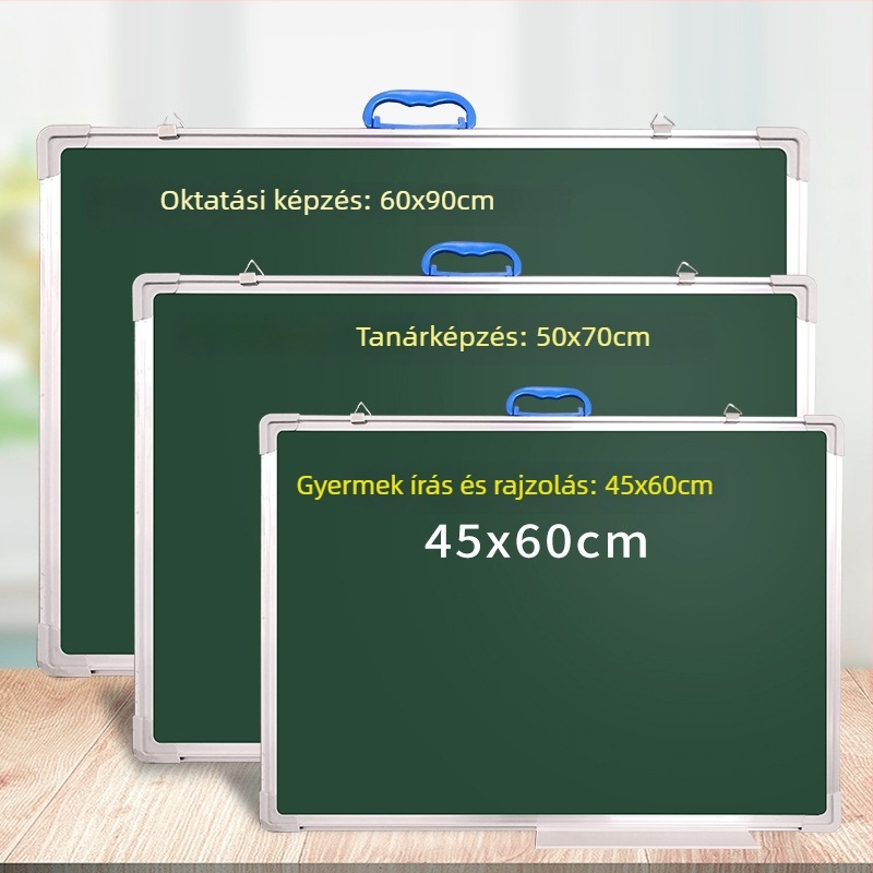 Mozgatható, kétoldalas író- és mágneses tábla, zöld rácsos felülettel, otthonra és iskolába
