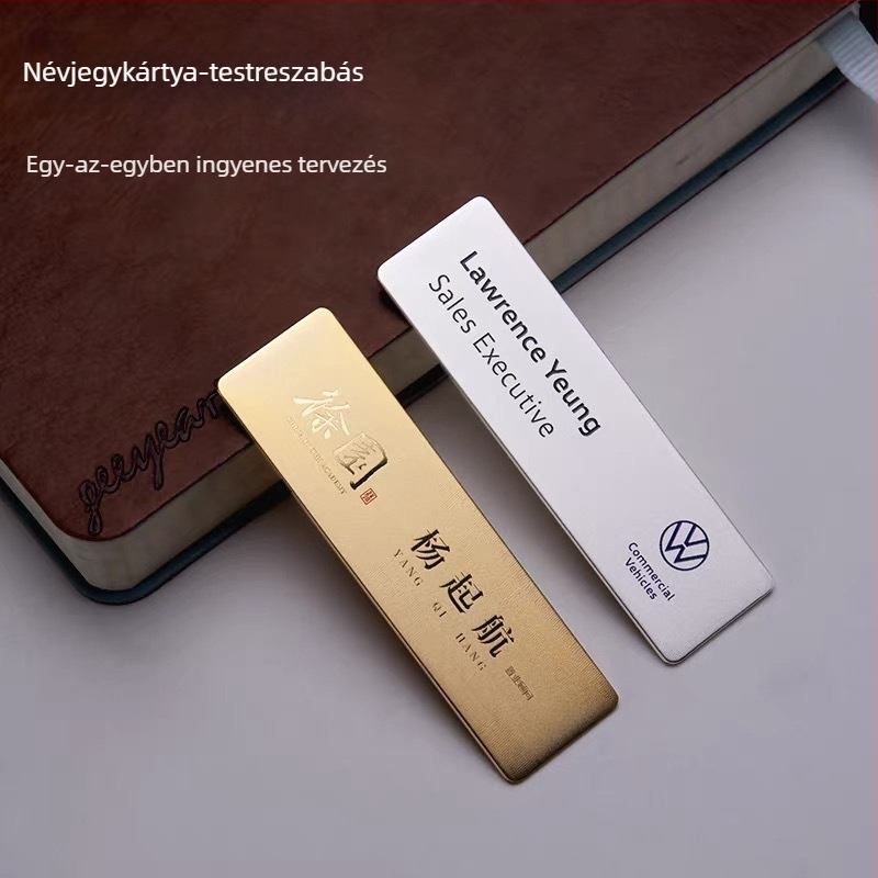 Személyre szabott rozsdamentes acél dolgozói azonosítók értékesítési és ingatlan tanácsadók számára, tűs rögzítéssel