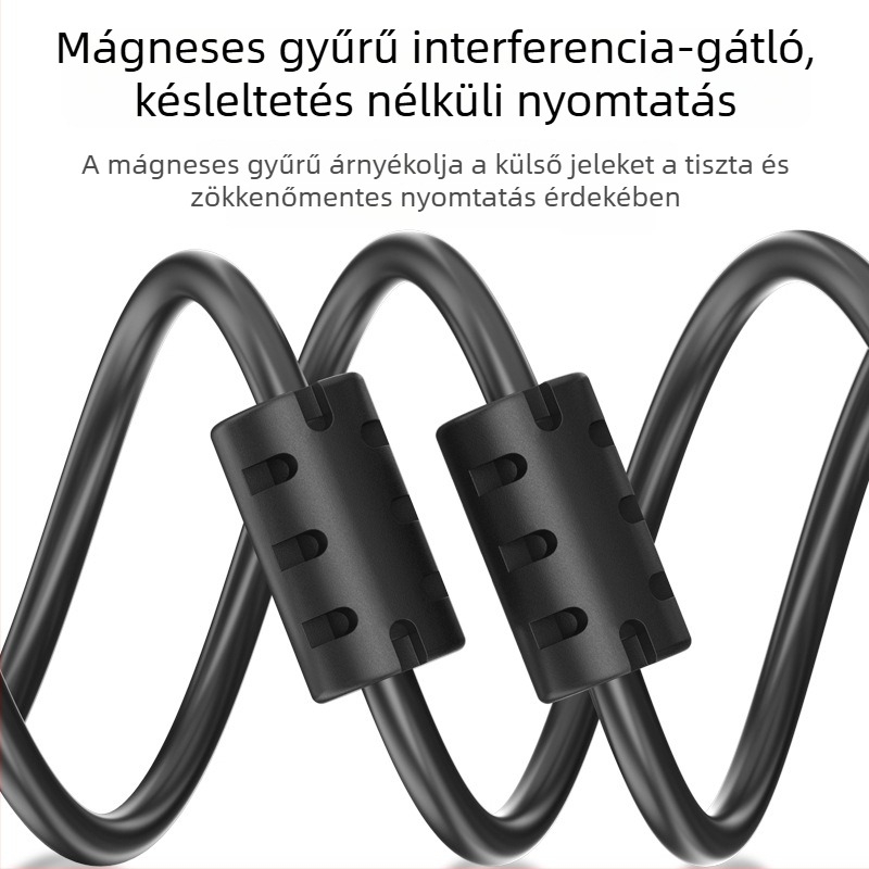 USB 2.0 nyomtató adatkábel, kopírozáshoz és szkennerhez, fekete, négyzetes USB csatlakozó