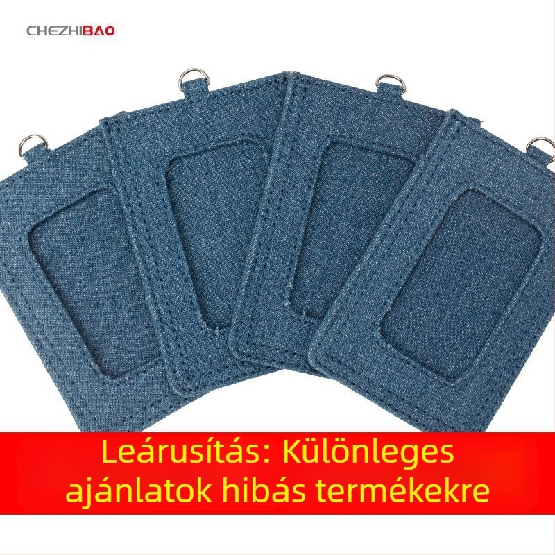 Pár hibás vászonkártyatartó textil patch díszítéssel, DIY munkaazonosító kártyatartó tanulók számára