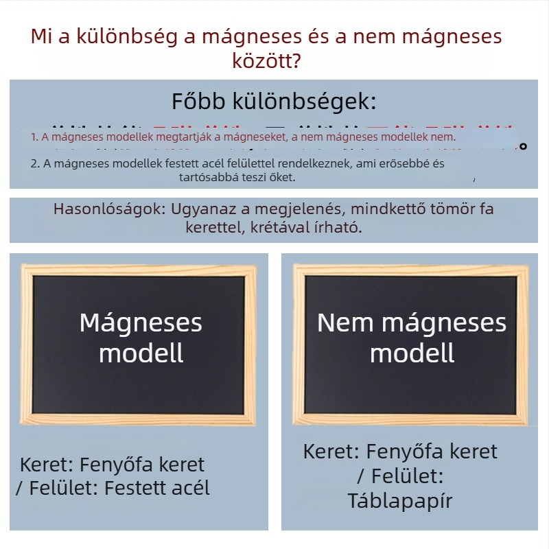 Fa keretű kis tábla, egyoldalas, felakasztható írásra, üzenet- és menütábla, gyerekek rajztáblája, mágnesmentes