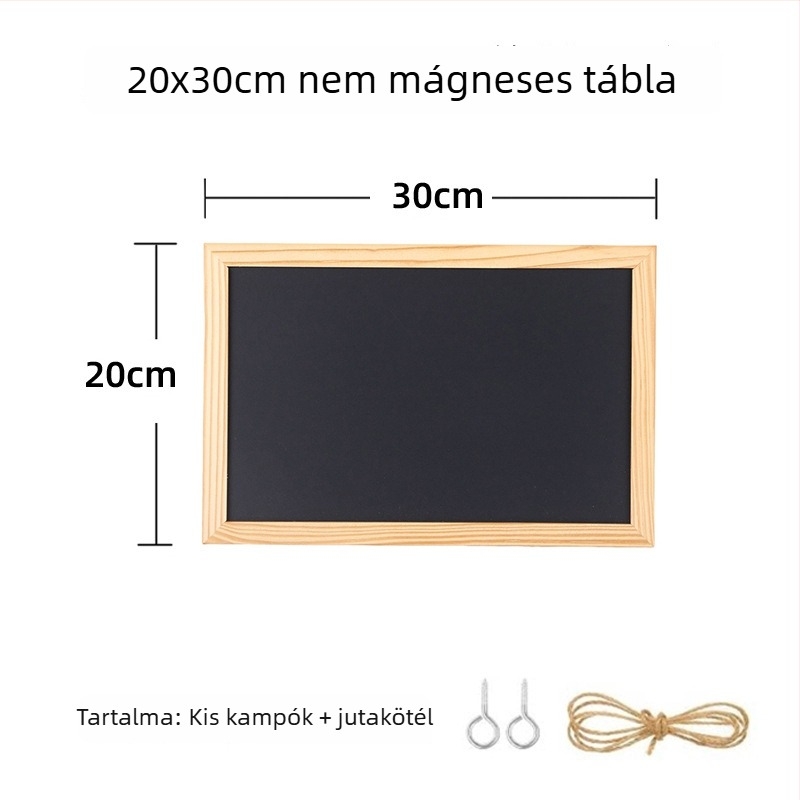 Fa keretű kis tábla, egyoldalas, felakasztható írásra, üzenet- és menütábla, gyerekek rajztáblája, mágnesmentes