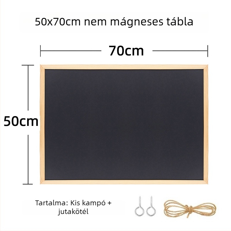 Fa keretű kis tábla, egyoldalas, felakasztható írásra, üzenet- és menütábla, gyerekek rajztáblája, mágnesmentes