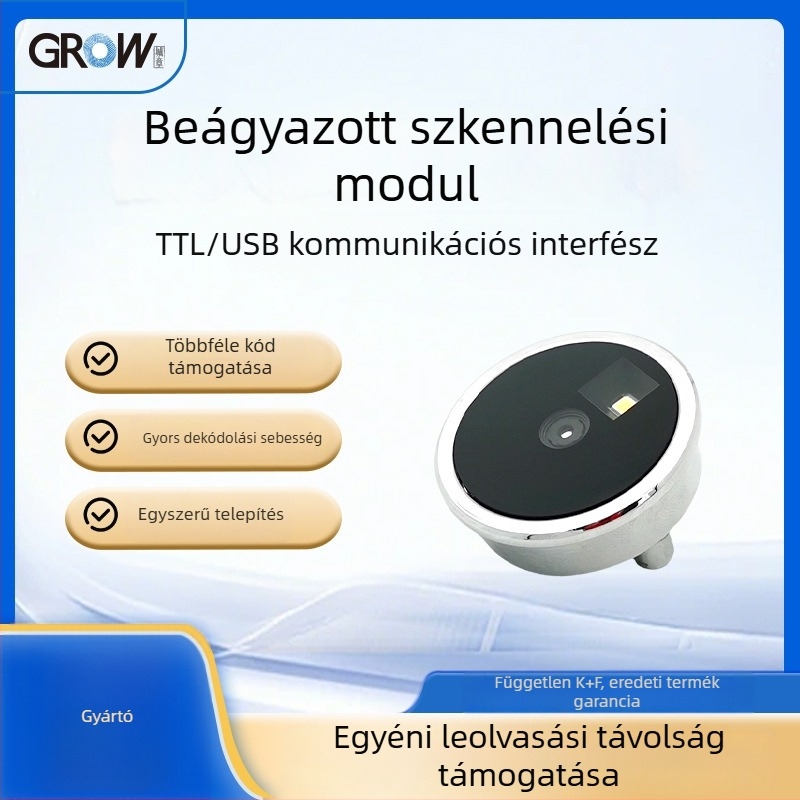 Beépített körkörös szkennermodul vonalkód és QR-kód olvasására, fém ház, opcionális hosszú- vagy rövid hatótávolságú objektív