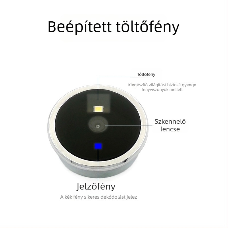 Beépített körkörös szkennermodul vonalkód és QR-kód olvasására, fém ház, opcionális hosszú- vagy rövid hatótávolságú objektív
