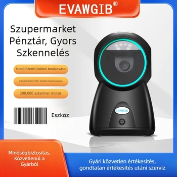 Asztali vonalkódolvasó 1D/2D kódokra, USB interfész, 550 szkennelés/sec, 3 mil felbontás, EVAWGIB
