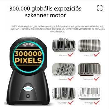 Asztali vonalkódolvasó 1D/2D kódokra, USB interfész, 550 szkennelés/sec, 3 mil felbontás, EVAWGIB