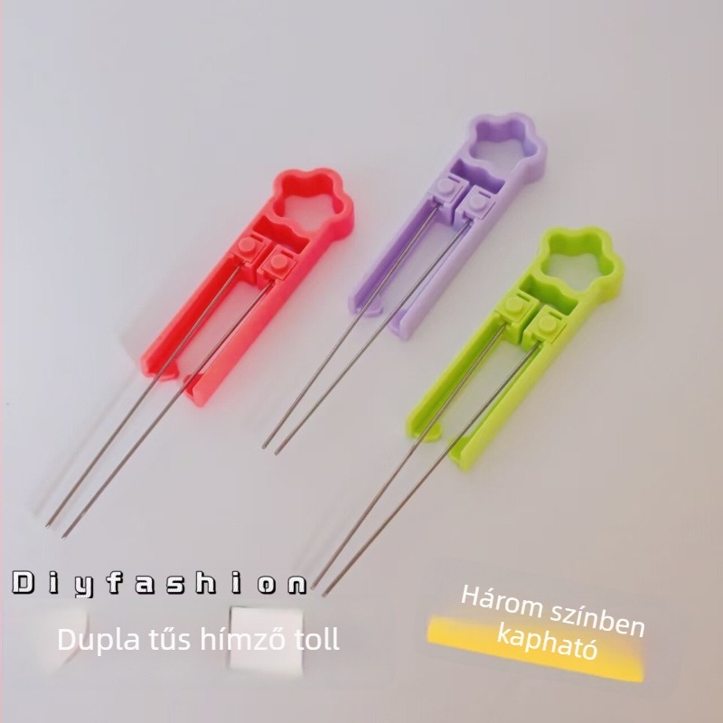 Kiterjesztett gyöngykés eszköz kettős tűs csipesszel kis gyöngyökhez és acél tűvel a könnyebb gyöngyözéshez