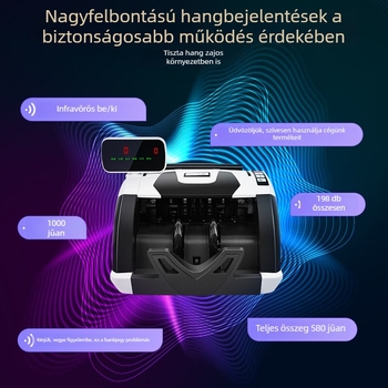 Comet R1Pro pénzszámláló és bankjegy-ellenőrző gép intelligens hangfunkcióval
