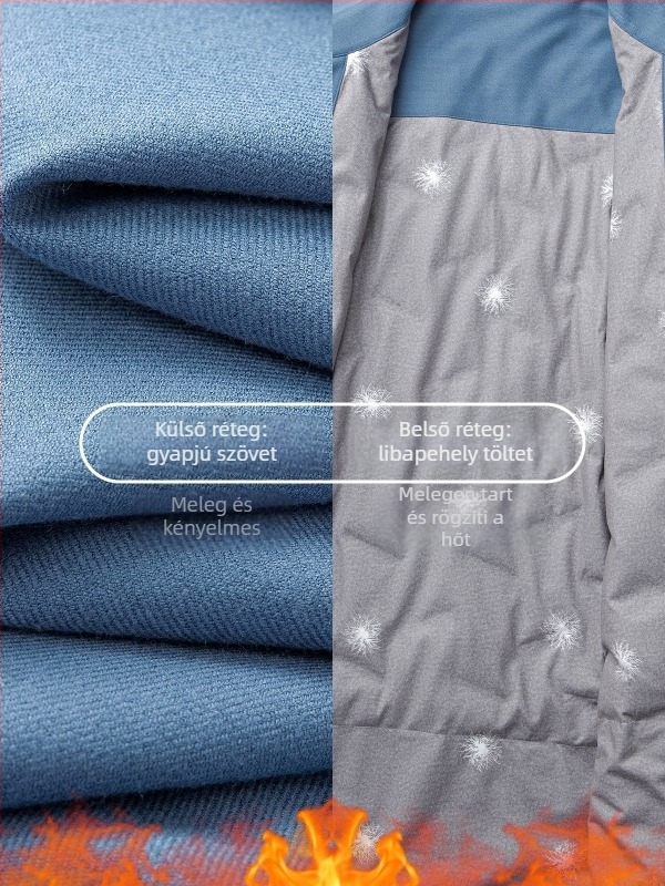 Férfi gyapjú- és libatollos ing, fleece béléssel, téli meleg, üzleti casual stílus