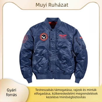 Egyedi, vastag, meleg férfi kabát nylonból, állógalléros, laza szabás, zipzárral, munkaruházati stílus