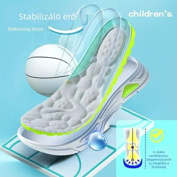 Gyerekeknek szóló PU talpbetét, uniszex, légáteresztő, szagellenes, csúszásmentes, ütéscsillapító, sportos légpárna