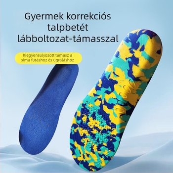 Gyerek EVA korrigáló talpbetét – boltozat-támasz, befelé/kifelé pronáció kontroll, lélegző ütéscsillapító talpbetét