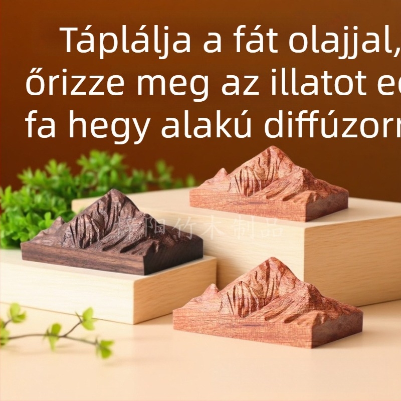Agarfából készült illatosító, hegycsúcs mintával, faragott