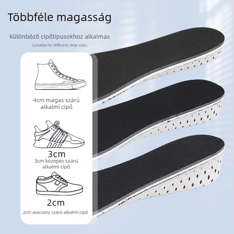 EVA teljes talpbetét, lélegző, magasság növelő, láthatatlan, férfiak és nők számára, 2, 3 vagy 4 cm