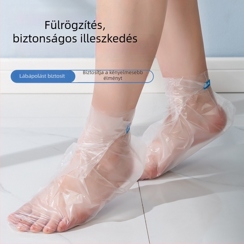 Egyszer használatos láb- és kézmaszk burkolatok, átlátszó műanyagból, lábápolásra és terápiára, cipőpróba közben.