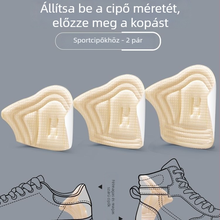 Sarokbetét cipőkhöz — ultra puha, anti-dörzsölő, eszköz a méret egy nagyságával történő állításához, megakadályozza a sarok csúszását sportcipőkben