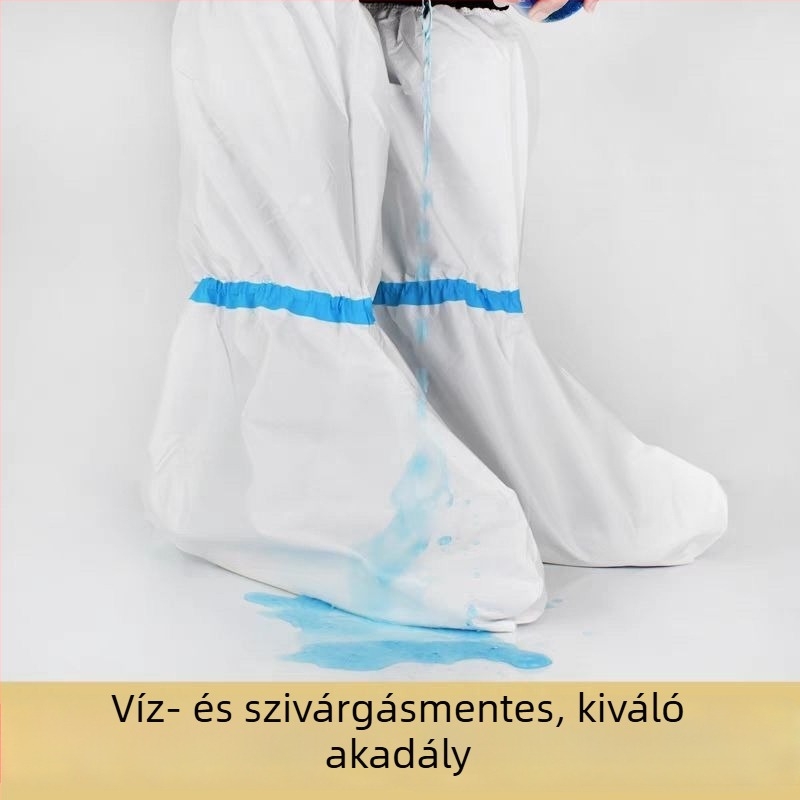 Egyszer használatos, magas, kék csíkos cipővédő huzat, izolációs, vízálló és porálló
