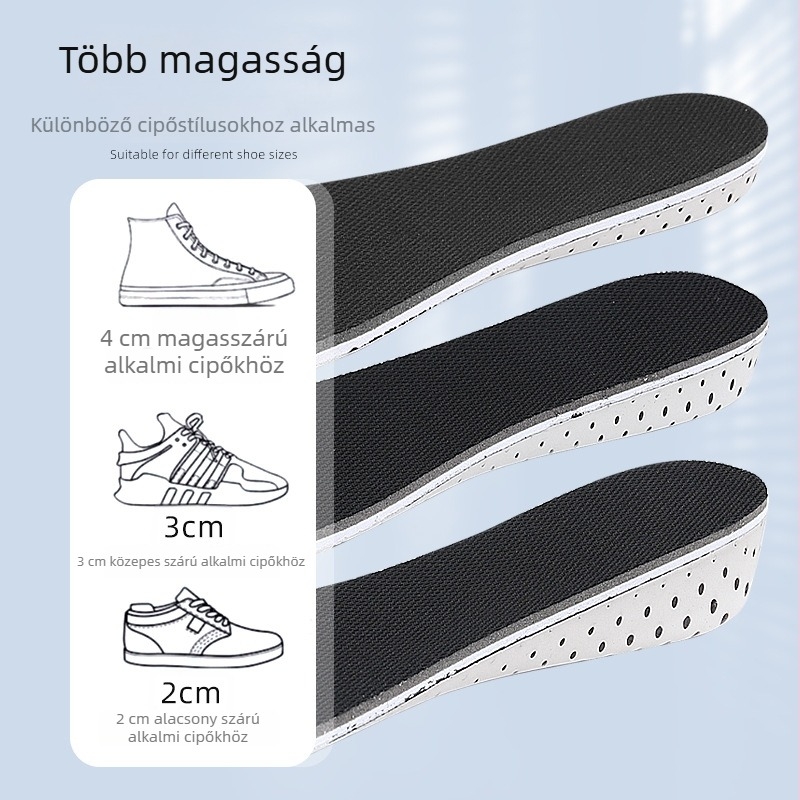EVA teljes magasságot növelő talpbetét, lélegző, láthatatlan, Unisex, 2/3/4 cm