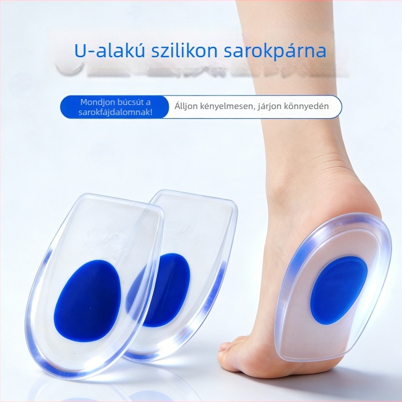 Több színű, átlátszó PU szilikon sarokemelő talpbetét — kényelmes, átlátszó sport talpbetét szagtalan, ütéscsillapító, konvex-konvex sarokdesign