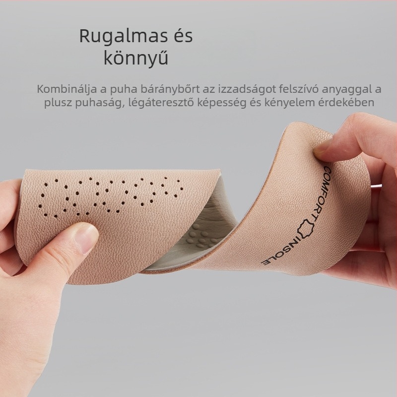 Nyári bőr talpbetét sportcipőkhöz, ütéscsillapító, párnázott, kissé emelt talp, uniszex