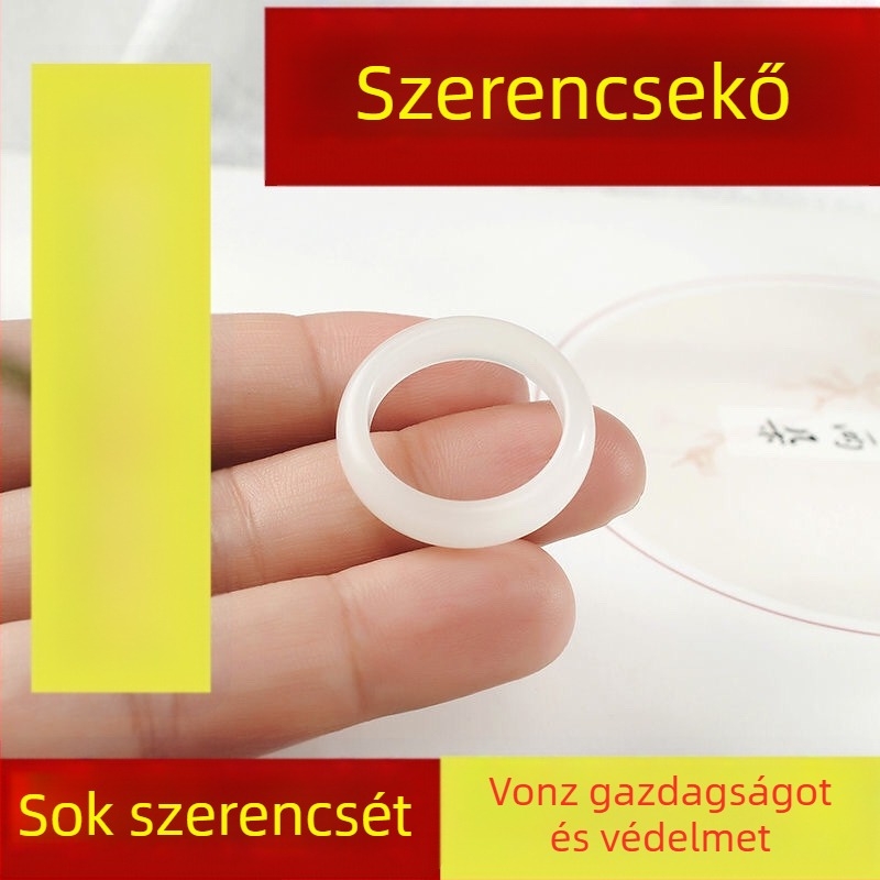 Magas minőségű fehér jade gyűrű, kész, pároknak (férfiak és nők számára)