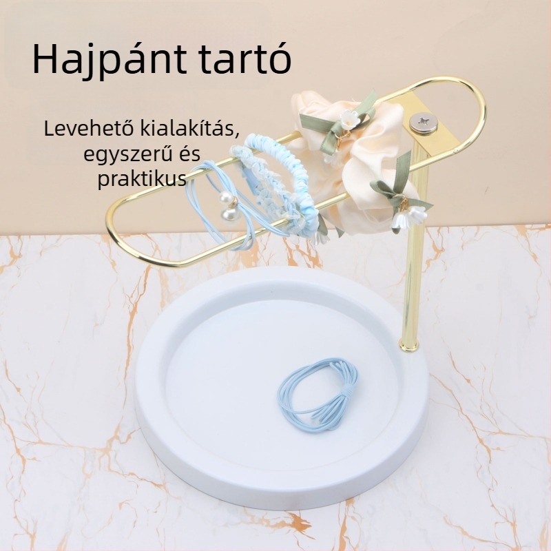 Fém asztali ékszertartó hajgumikhoz, fejpántokhoz, karkötőkhöz és órákhoz – koreai stílusú kijelző állvány