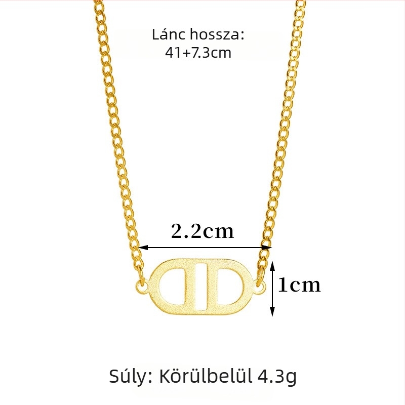 Réz medálos nyaklánc homok‑arany színű disznóorr formájú medállal, O-lánccal, 41–50 cm, női nyári ékszer