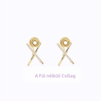 Lh-0039 Női fülklipsz, piercing nélkül, mikro-inlaid cirkóniával, minimalist stílus, könnyed luxus