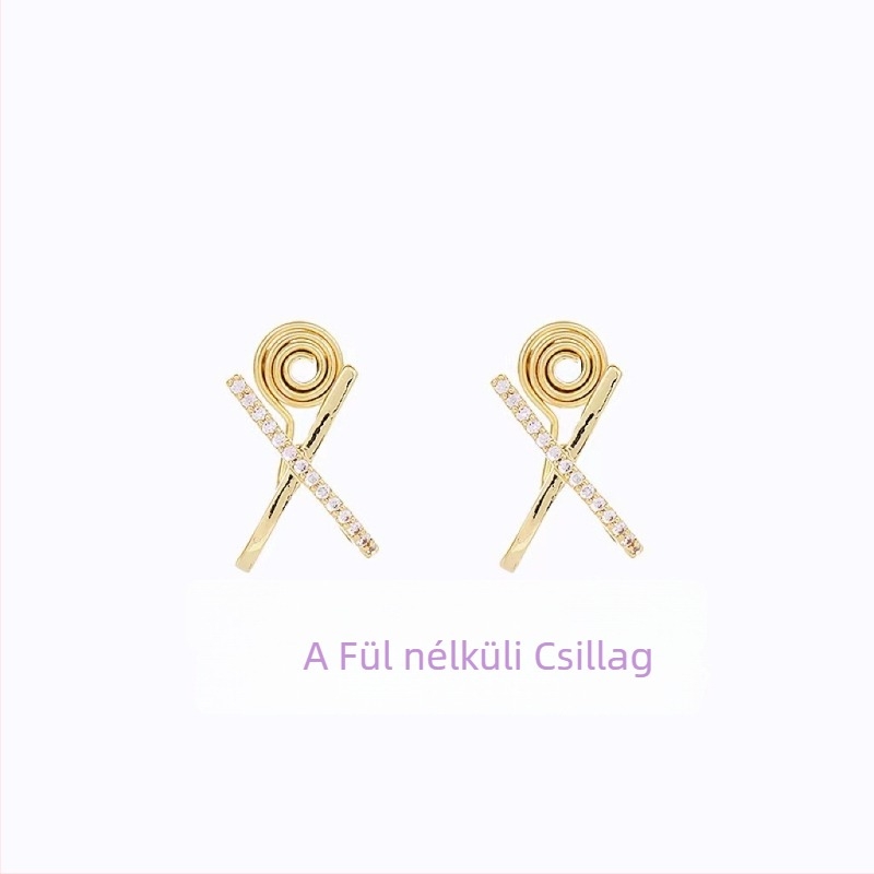 Lh-0039 Női fülklipsz, piercing nélkül, mikro-inlaid cirkóniával, minimalist stílus, könnyed luxus