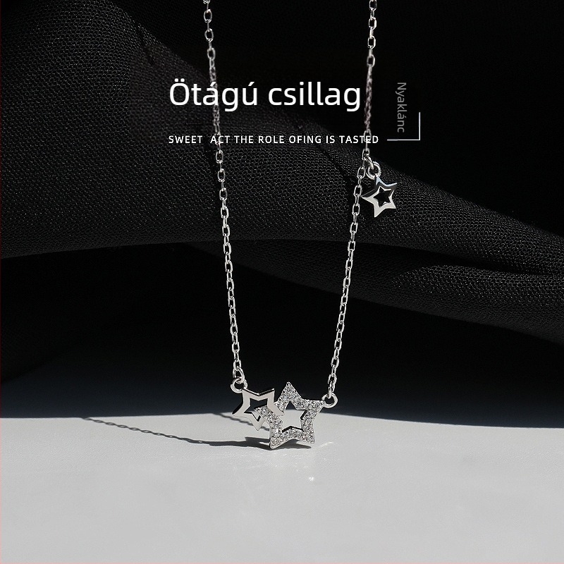 Női üreges ötágú csillag nyaklánc - könnyű luxus, niche tervezés, minimalist stílus a kulcscsontra