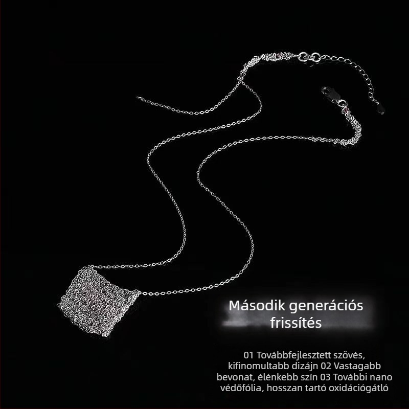 S925 sterling ezüst nyaklánc, kézzel készített, fonott lánccal és medállal: szerencses zacskó nőknek