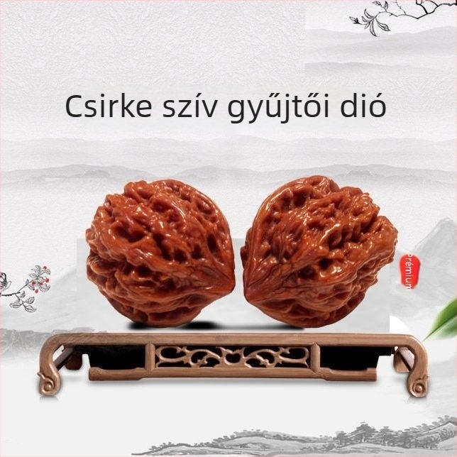 Természetes diófából készült kézzel faragott medál, oroszlánfej motívummal és qilin mintával, négytorony dizájnnal