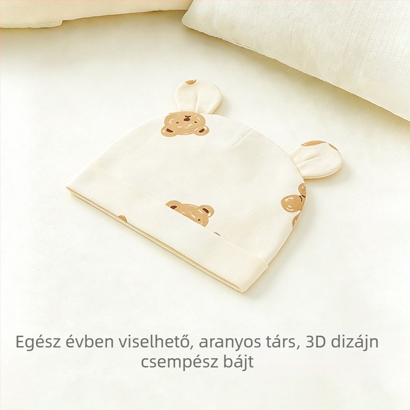 Újszülött pamutsapka, puha, karimát nélküli, aranyos mesés dizájn 0–3 hónapos babáknak