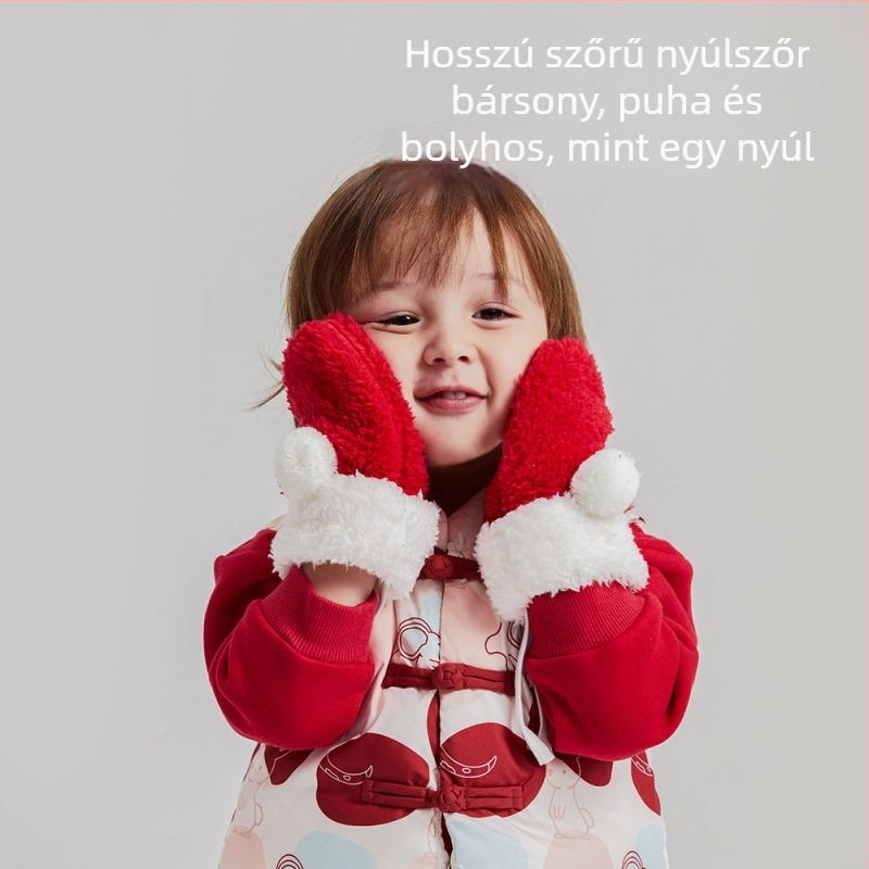 Wilberu Piros meleg téli babakesztyűk, szélvédettek, fleece bélés és vastag kialakítás, 6–36 hónapos korosztály