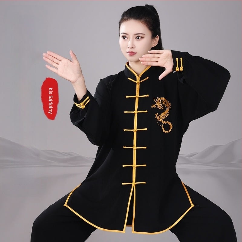 Hímzett Tai Chi egyenruha tavasz-nyár, pamut-selyem keverék, uniszex, felnőtteknek