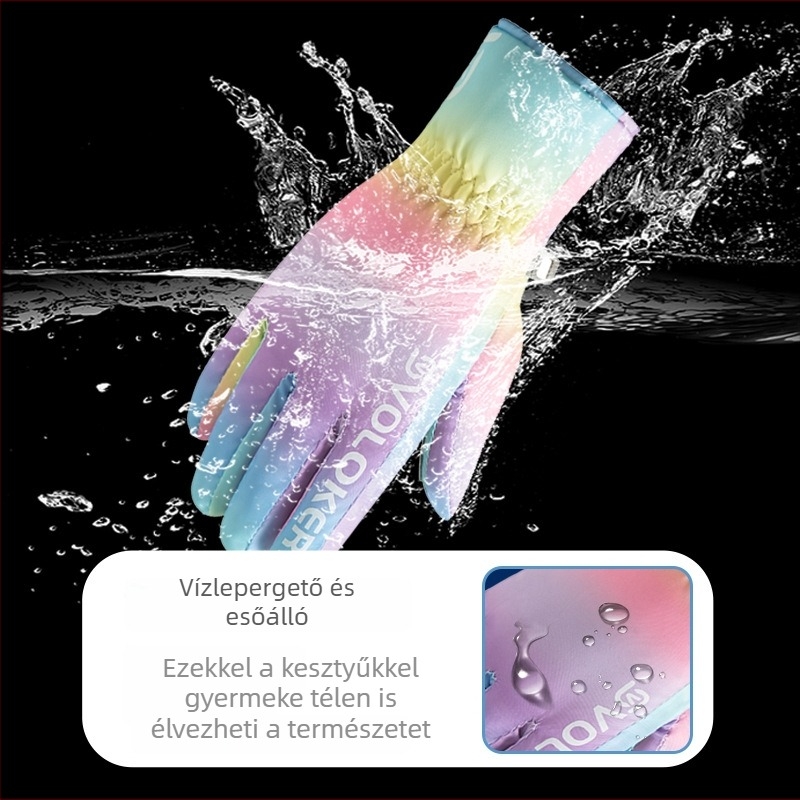 Lányos gyerekek síkesztyűi, meleg fleece-béléssel, vastag, oldalsó cipzárral, téli szezonra, 7–12 évesek