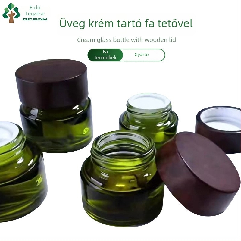 Fa kozmetikai tégelyek fából készült fedéllel — szemkrémhez és arckrémhez