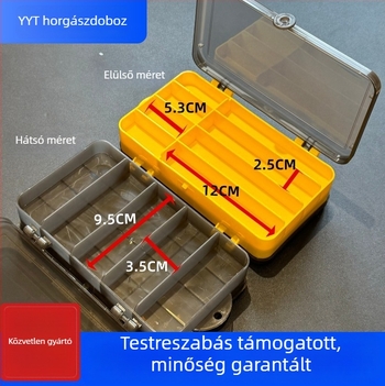 P2 modell csali doboz kettős nyíló fedéllel, hordozható műanyag kiegészítő doboz, 127 g