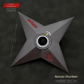 Naruto és Sasuke ötvözet kunai és shuriken készlet forgó fém fegyvermodellekkel