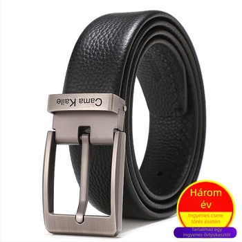 Férfi valódi bőr öv pin csattal, két réteg marhabőr, 2–4 cm széles, 105–130 cm hosszú, üzleti és mindennapi stílus
