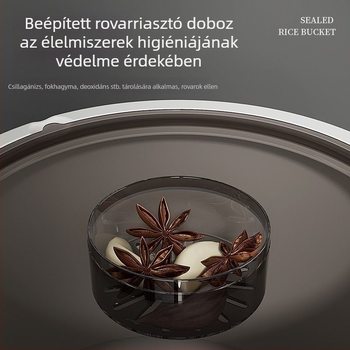 Rizstároló és liszt tároló, zárható, nedvesség- és rovarmentes, 4–5 literes kapacitás