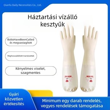 Új latex kesztyű kötős mandzsettával, vastag és tartós, vízálló, konyhai mosogatáshoz és ruhák mosásához