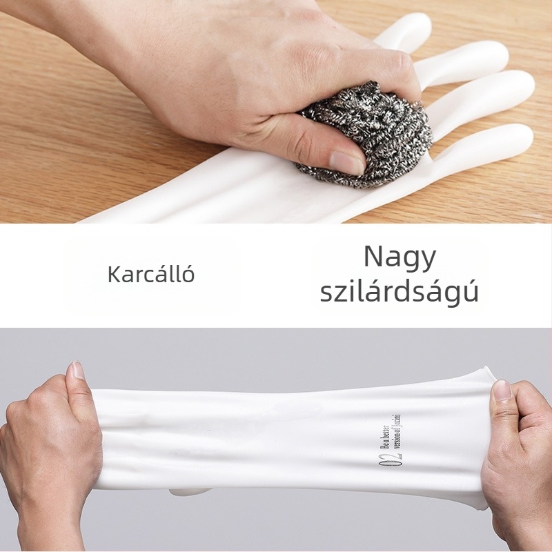 Átlátszó fehér PVC konyhai kesztyű mosogatáshoz, vízálló, csúszásmentes, kopásálló, tartós háztartási tisztításhoz