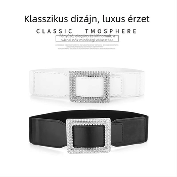 Női elasztikus derékö strasszköves dizájn, koreai stílusú, PU bőrből, 60–80 cm