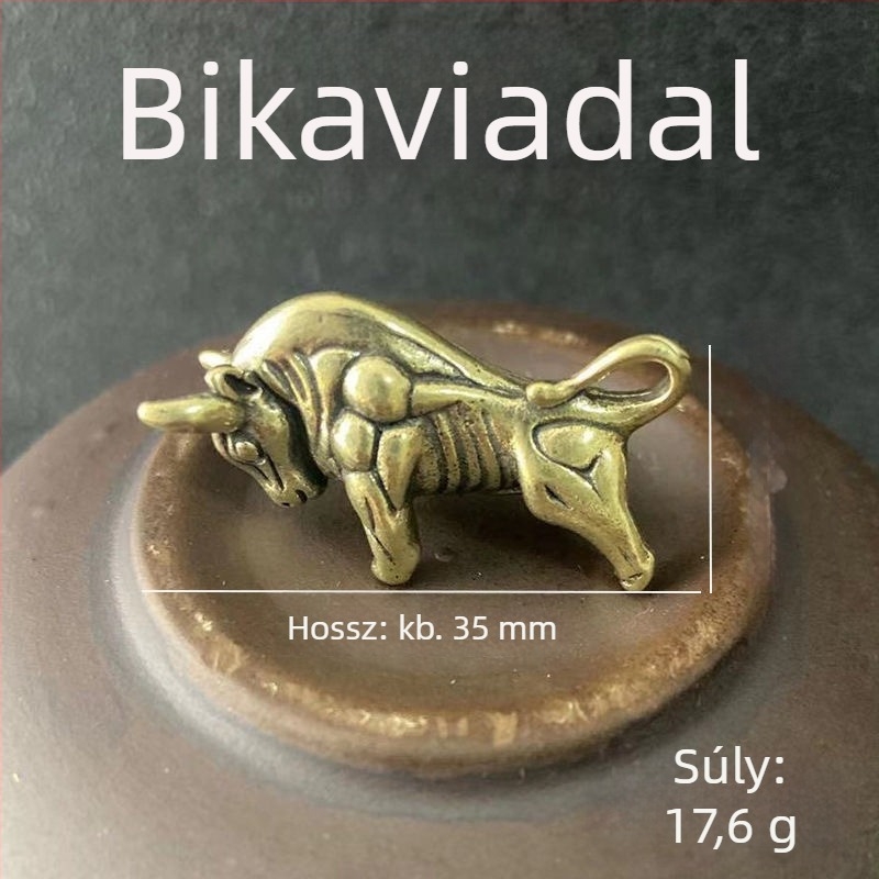 Réz ökör kulcstartó medál – Bika év motívum