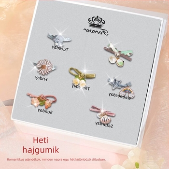 Heti hajgumi és fejfedő készlet prémium érzetű, édes és stílusos lányoknak, magas kontyhoz illő hajgumik és hajkiegészítők