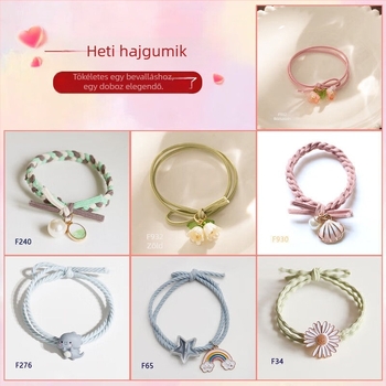Heti hajgumi és fejfedő készlet prémium érzetű, édes és stílusos lányoknak, magas kontyhoz illő hajgumik és hajkiegészítők
