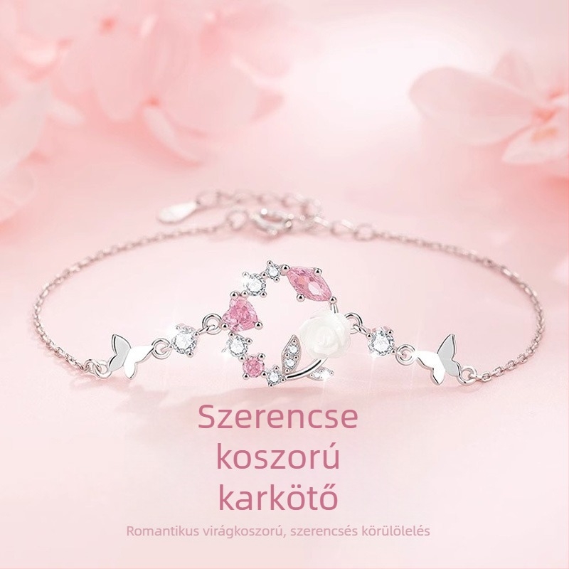 Kis friss virágkoszorú karkötő nőknek, erdő ihletett dizájn, elegáns kézre álló ékszer, születésnapra ajándék lányoknak