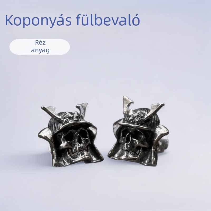 Halloween koponya fülbevaló – réz, punk stílus, uniszex